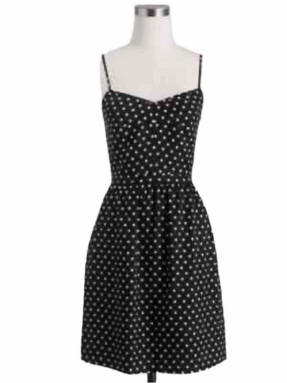 J. Crew Black Polka Dot Spaghetti Strap Mini Dress Size 0